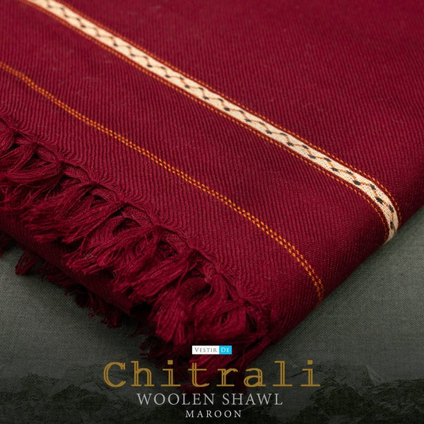 Maroon Chitrali Woolen Shawl